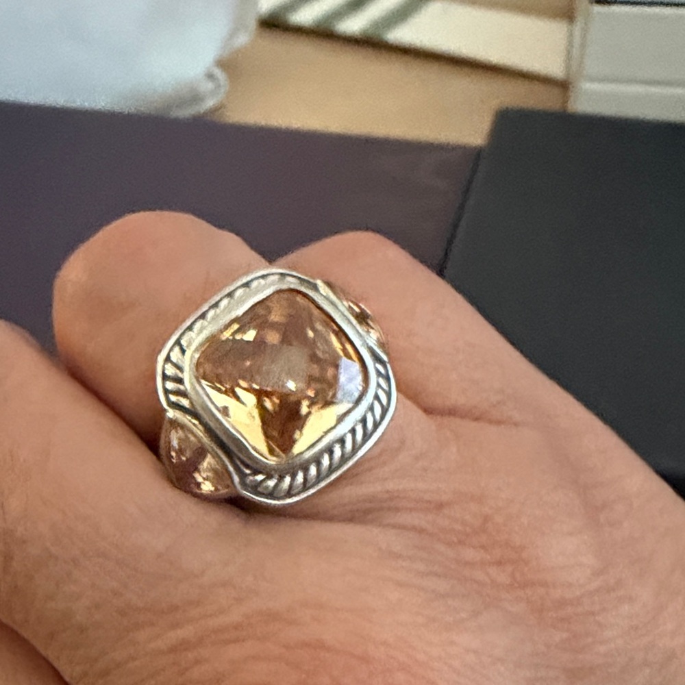 Silver Ring with Gold Gemstone